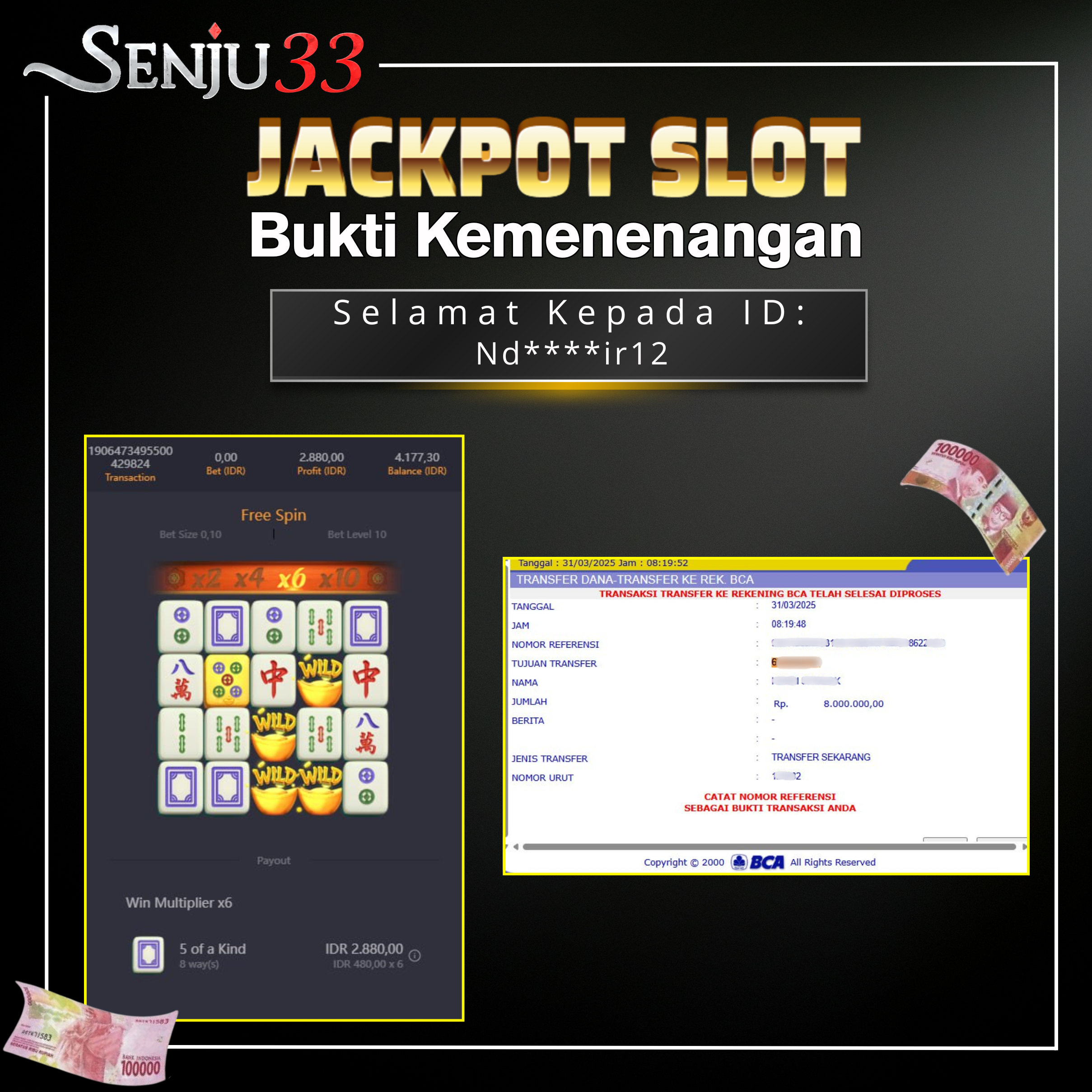 🎰 SENJU33 JACKPOT SLOT Rp. 8.000.000 LUNAS 🎉